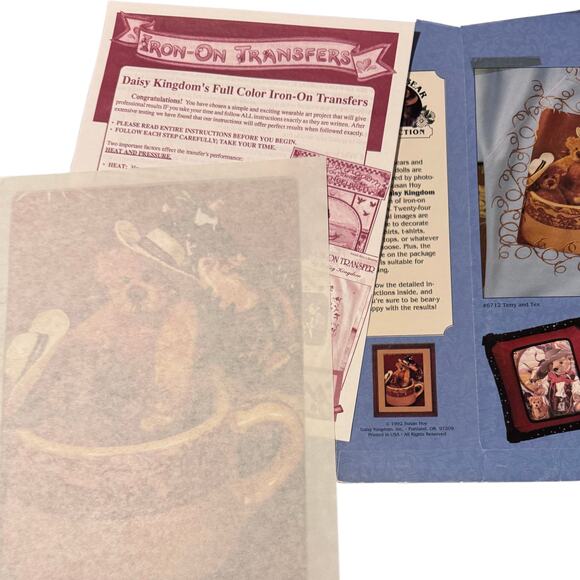 Vintage 1992 Daisy Kingdom "Terry and Tex" Iron-On Transfer - Picture 1 of 6